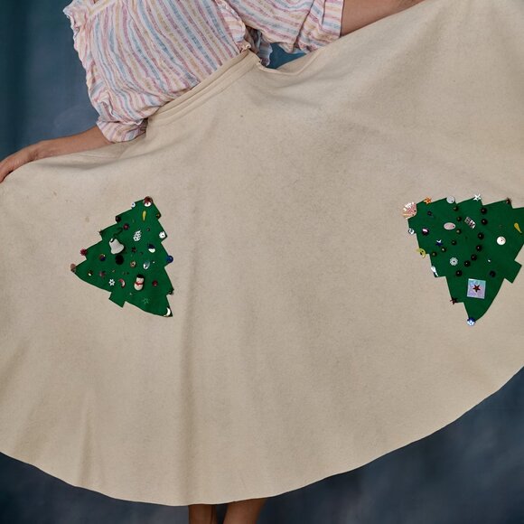 Vintage Cream Felt Poodle Skirt for Xmas - Picture 7 of 11
